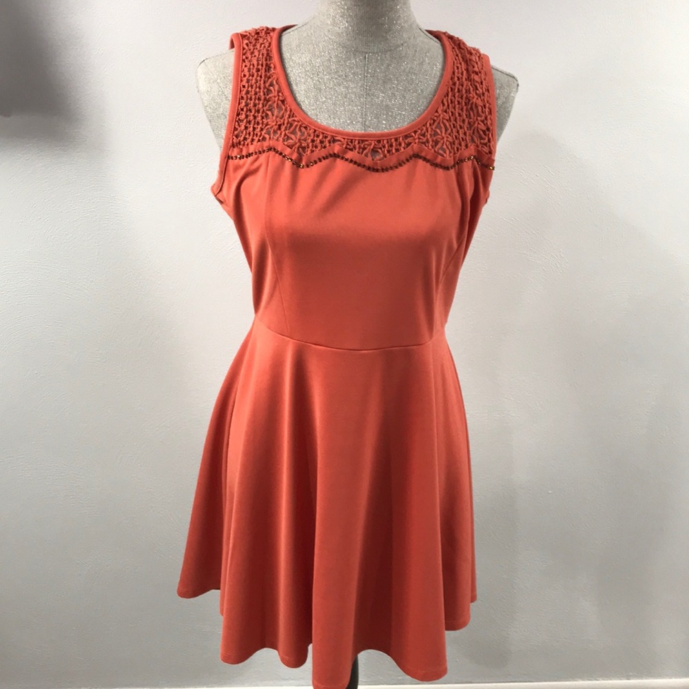 NWOT light peach pink orange dress Crotchet beaded